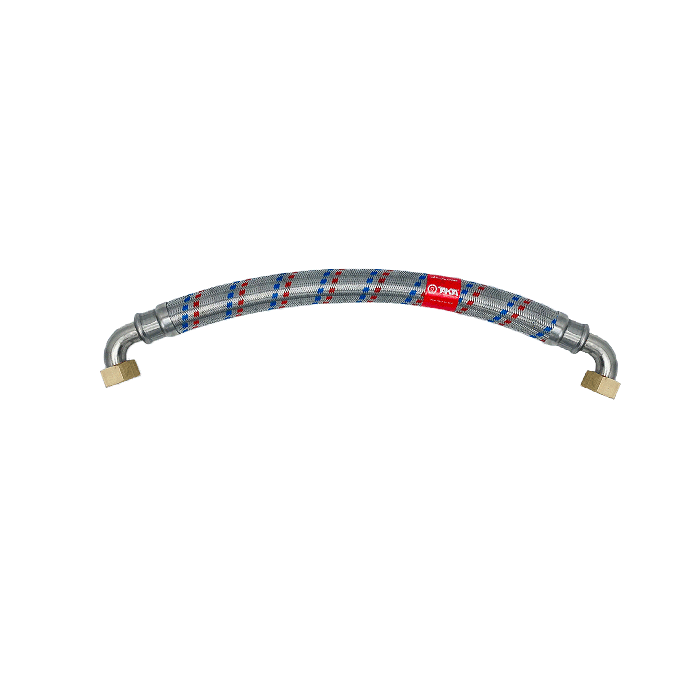 شیلنگ یک اینچ بافت استیل دو سر خم (چپق) C1*C1
