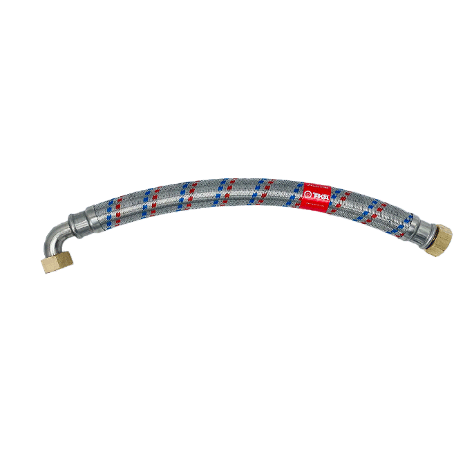 شیلنگ یک اینچ بافت استیل یک سر خم (چپق) H1*C1